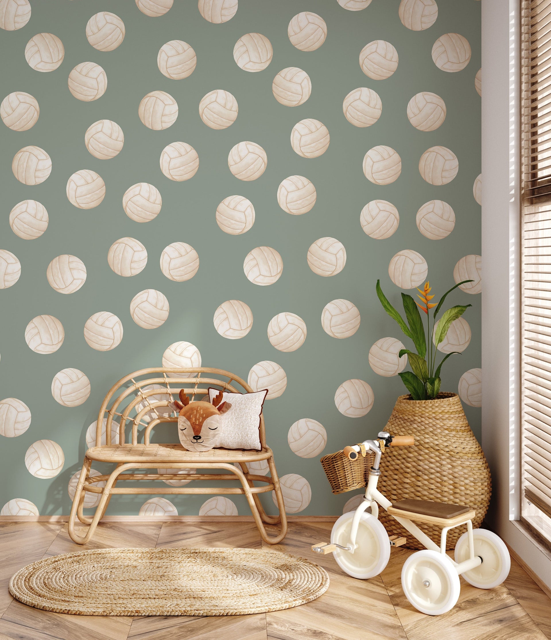 Volley Removable Wallpaper in Dusty-Rose and Off-White