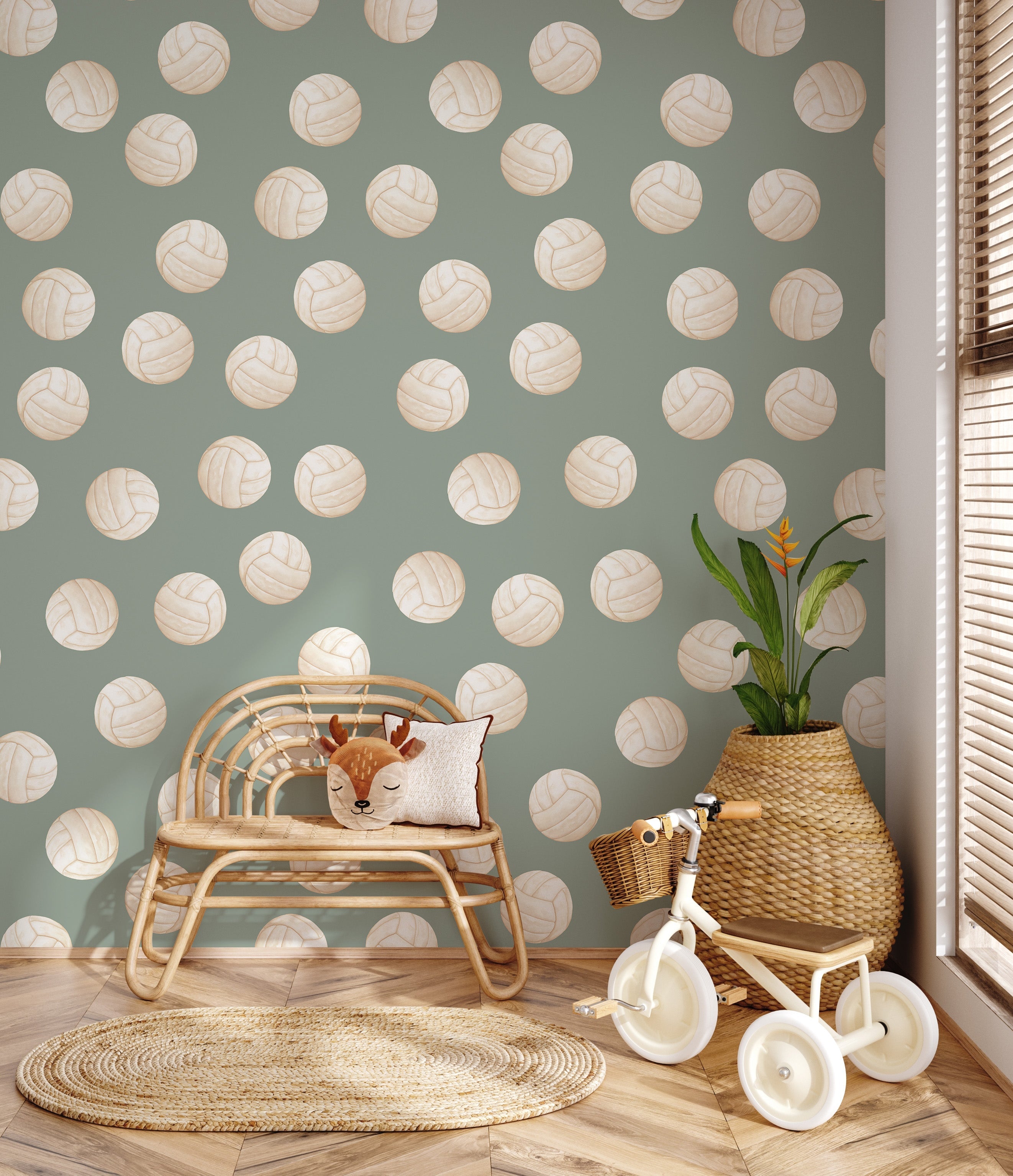 Volley Removable Wallpaper in Dusty-Rose and Off-White