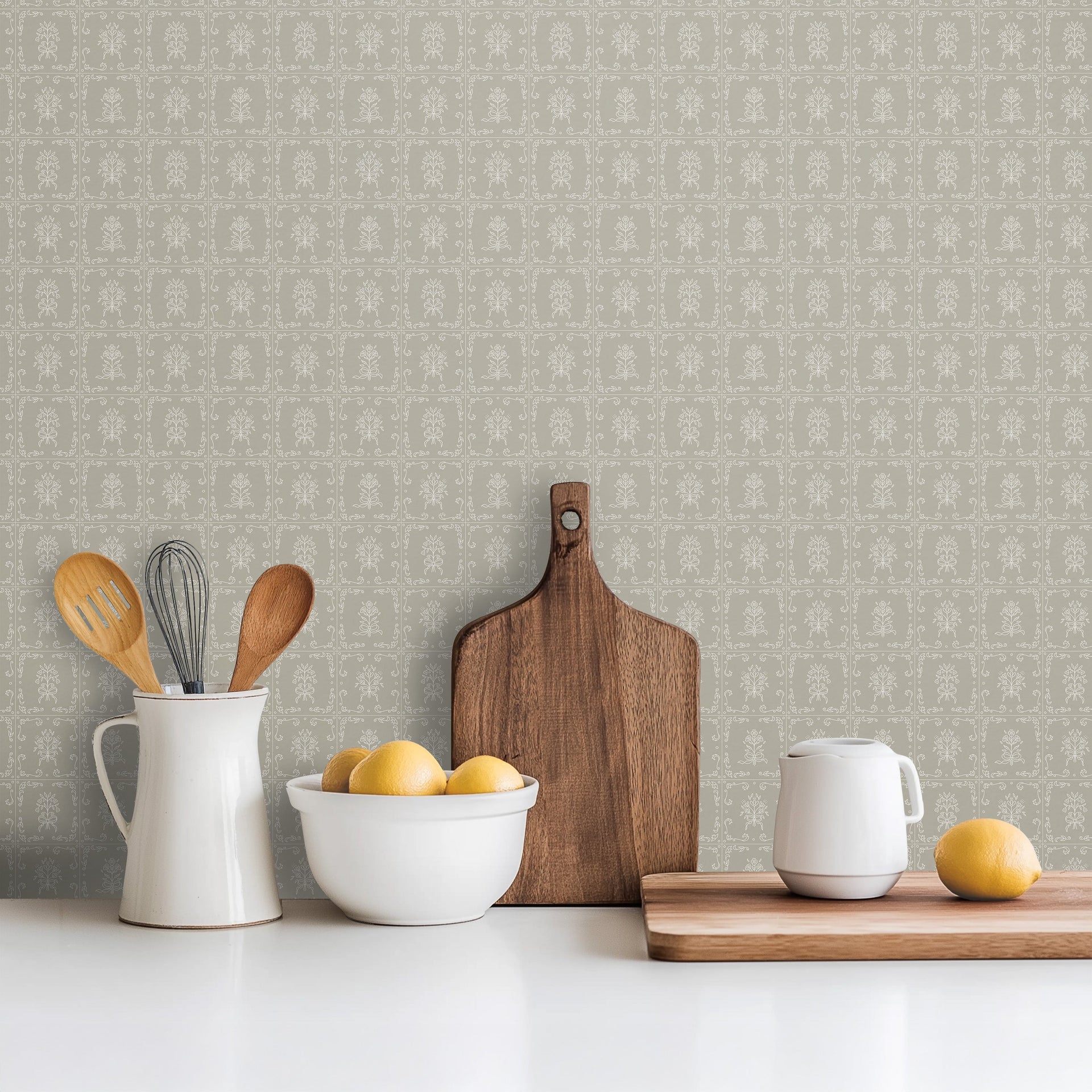 Wrenna Floral Removable Wallpaper in Off-White and Dusty-Rose