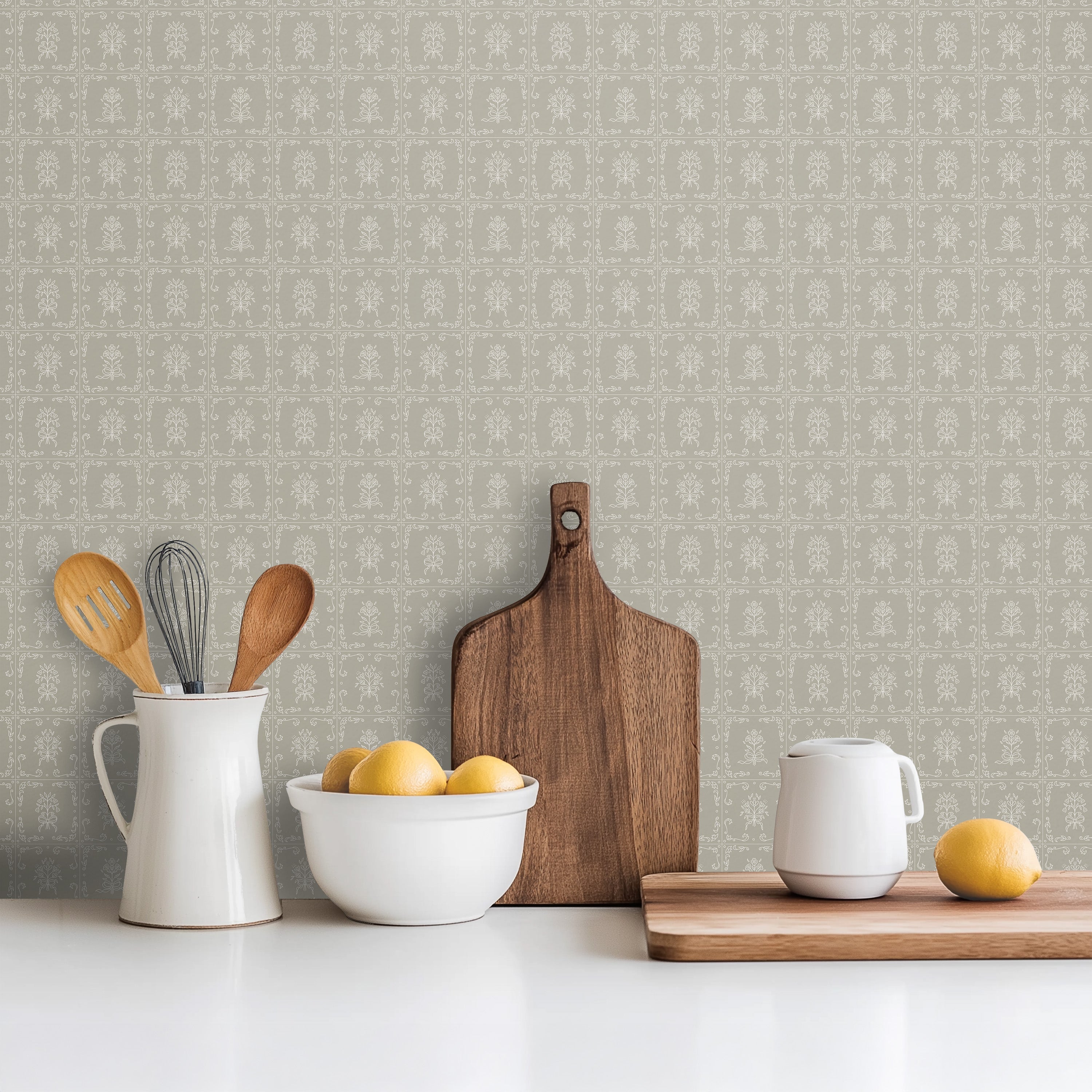 Wrenna Floral Removable Wallpaper in Off-White and Dusty-Rose