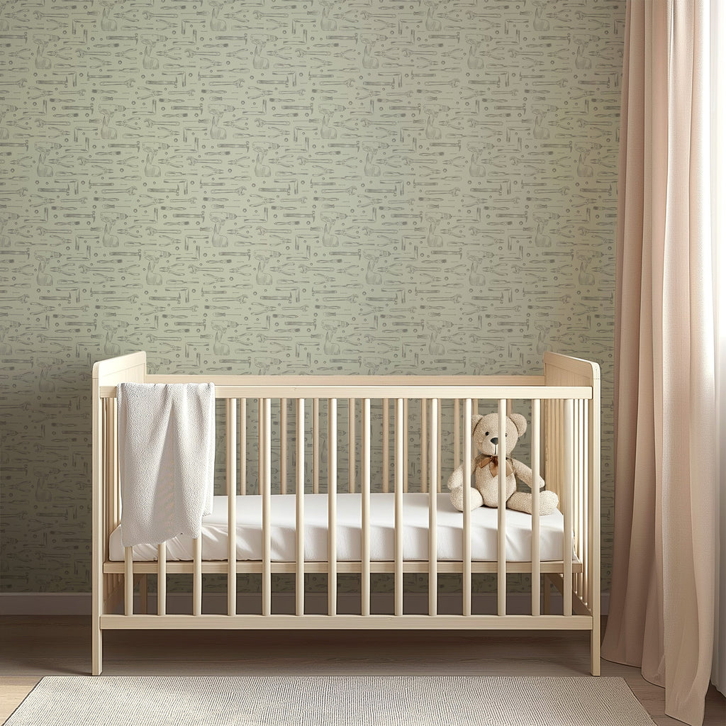 Dewalt Geometric Removable Wallpaper - Teal, Sage & Soft-Pink