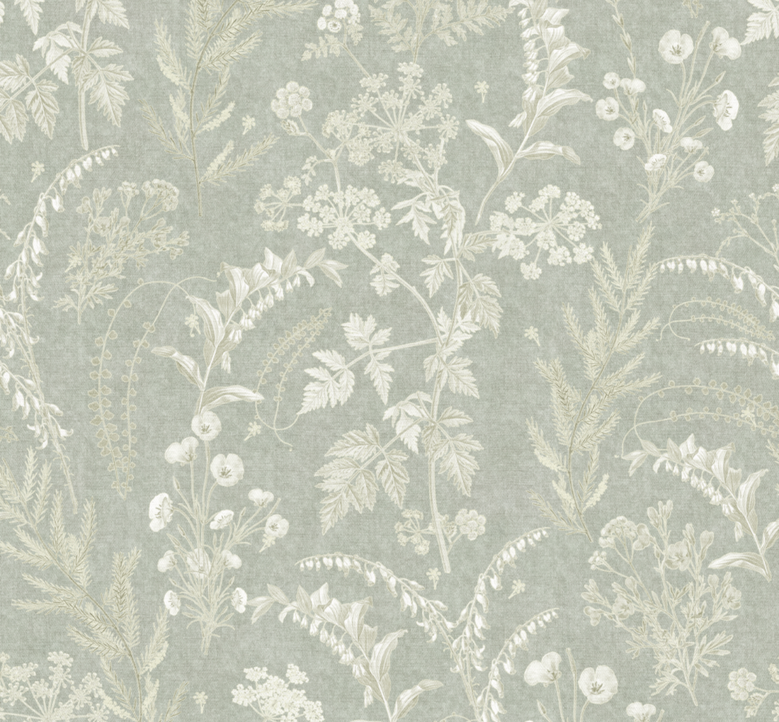 Winsome Floral Removable Wallpaper in Taupe, Sage-Green, White
