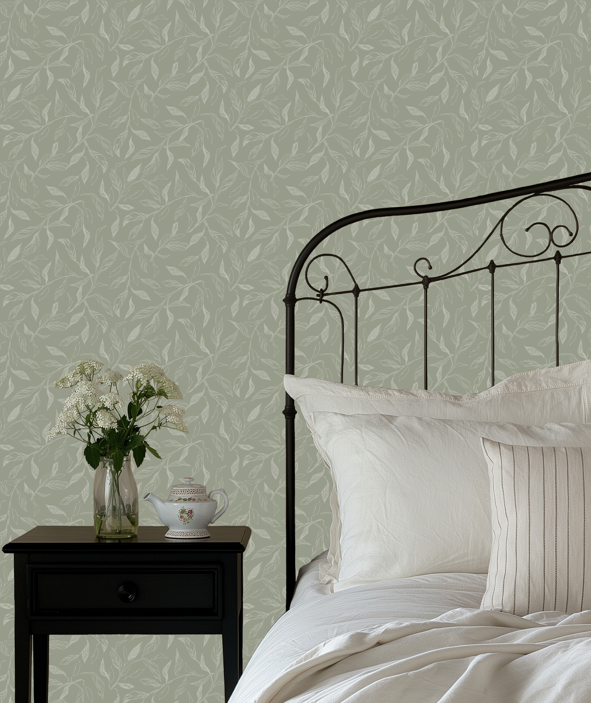 Swift Patterned Wallpaper in Green, Blue and Taupe