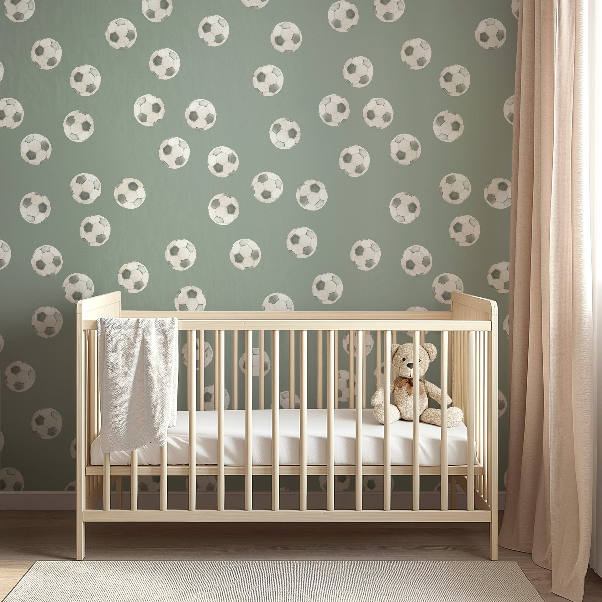Messi Geometric Removable Wallpaper - Playful Green and Blue Print