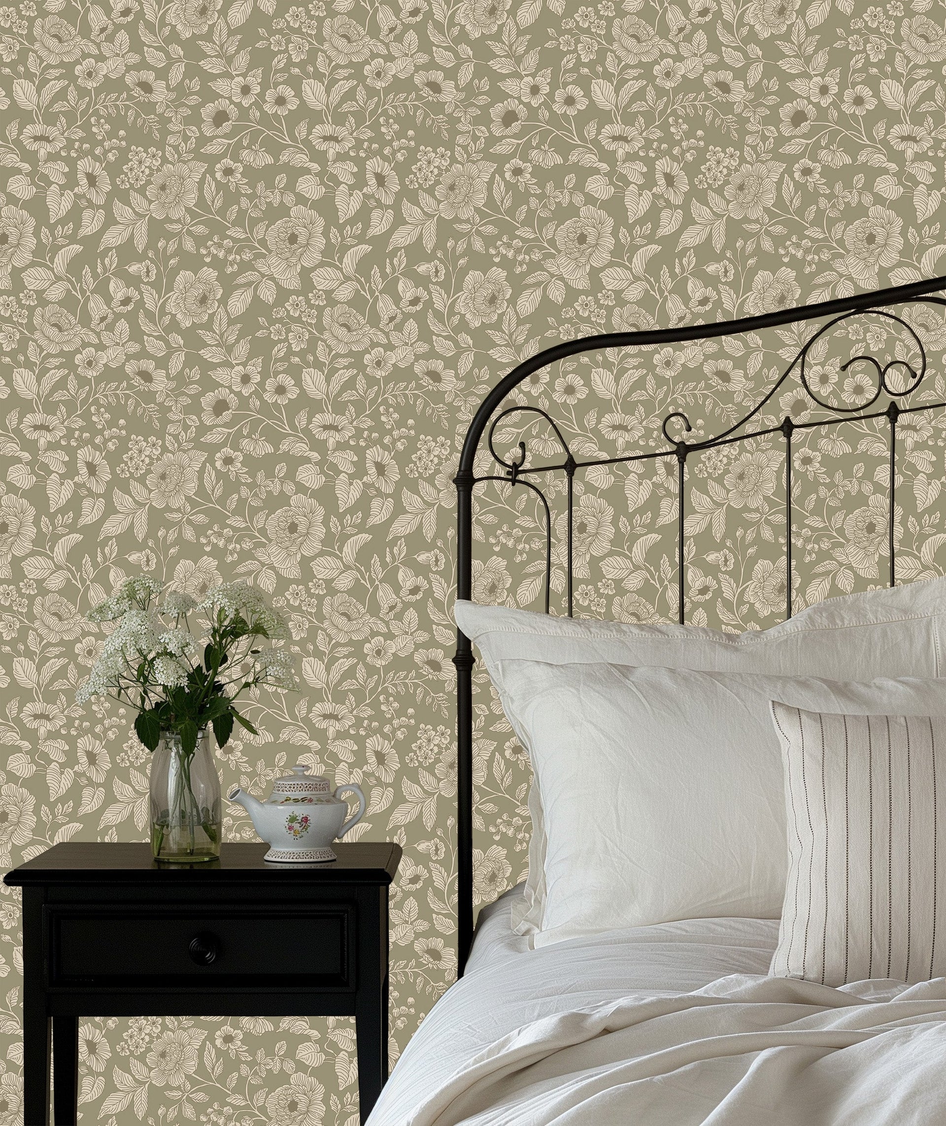 Lorraine Floral Peel and Stick Wallpaper by Daphne and Sage