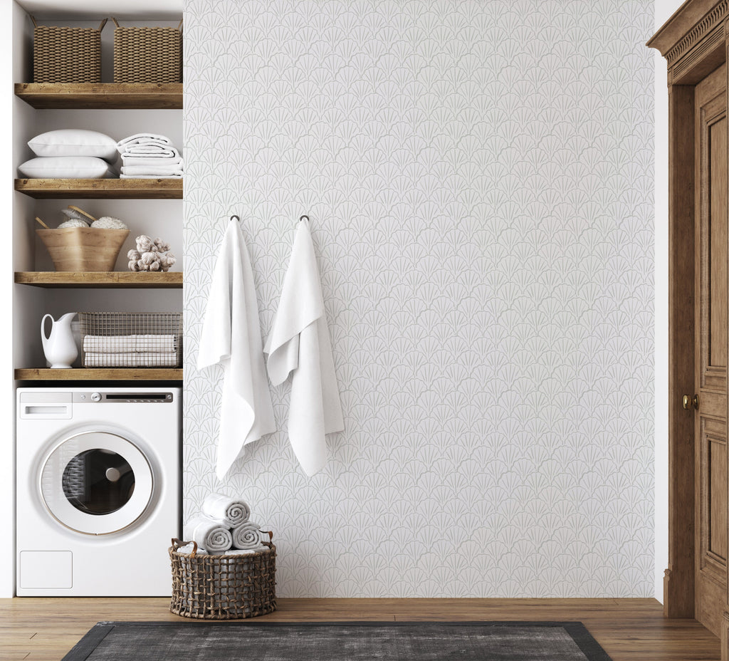 Coralie Geometric Wallpaper, Coastal Minimalist Wall Decor