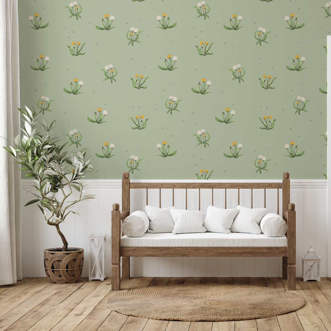 Beautiful Sharie wallpaper design by Sara Mari in a bright room