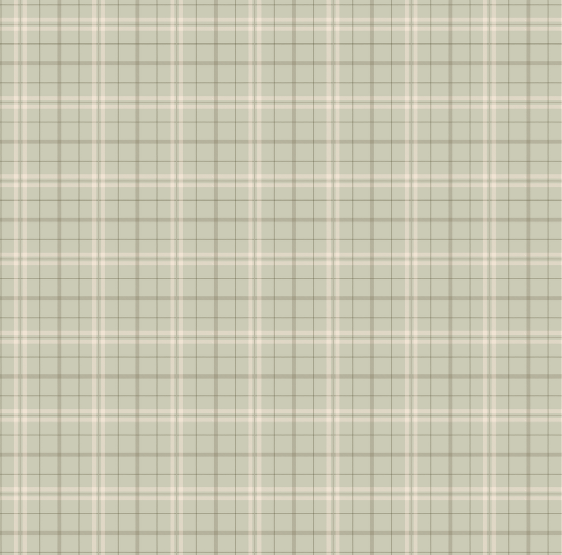 Alcott Plaid Wallpaper in Olive Green and Cream Farmhouse