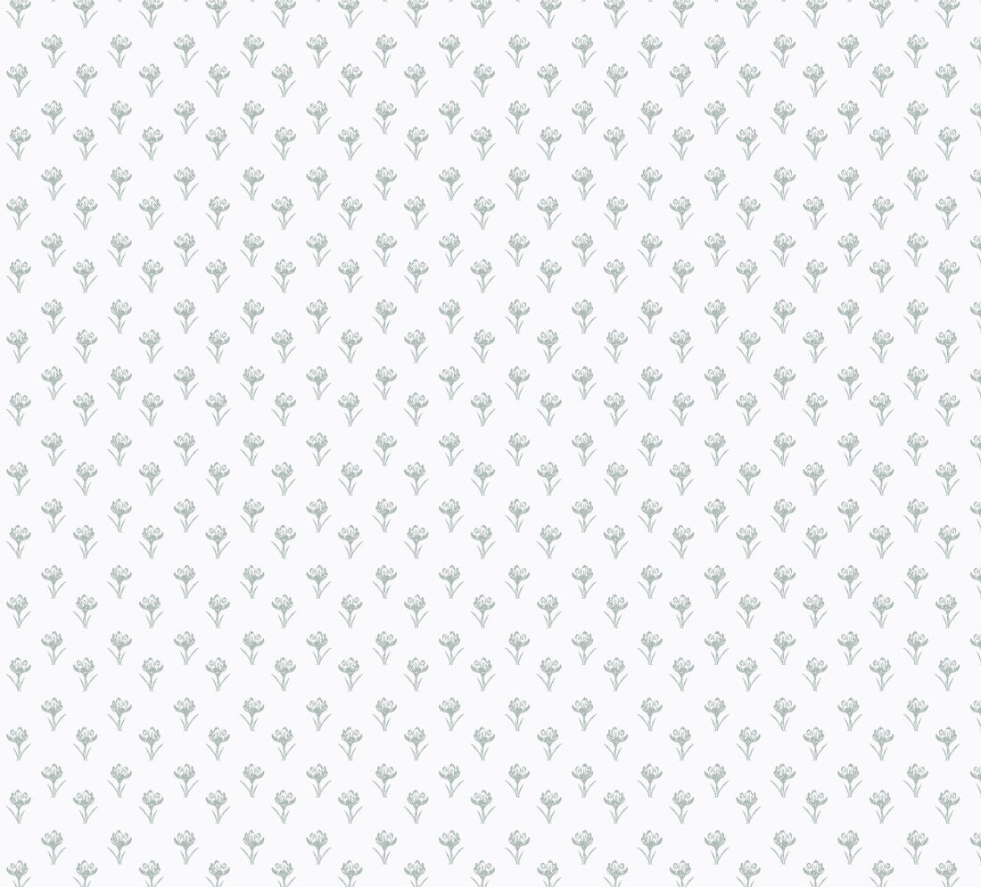 Anita Floral Wallpaper in White and Sage-Green Minimalist