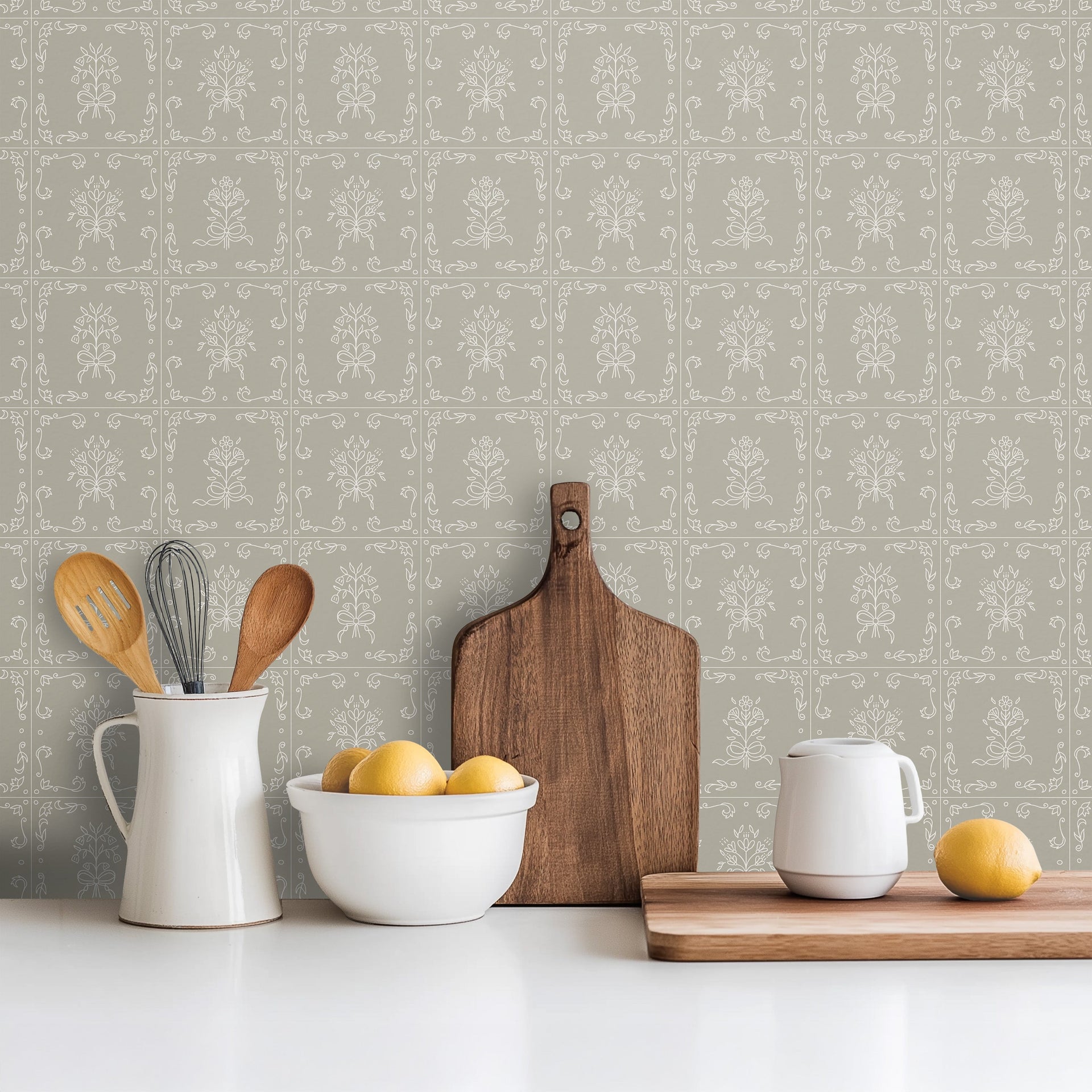 Wrenna Floral Removable Wallpaper in Off-White and Dusty-Rose
