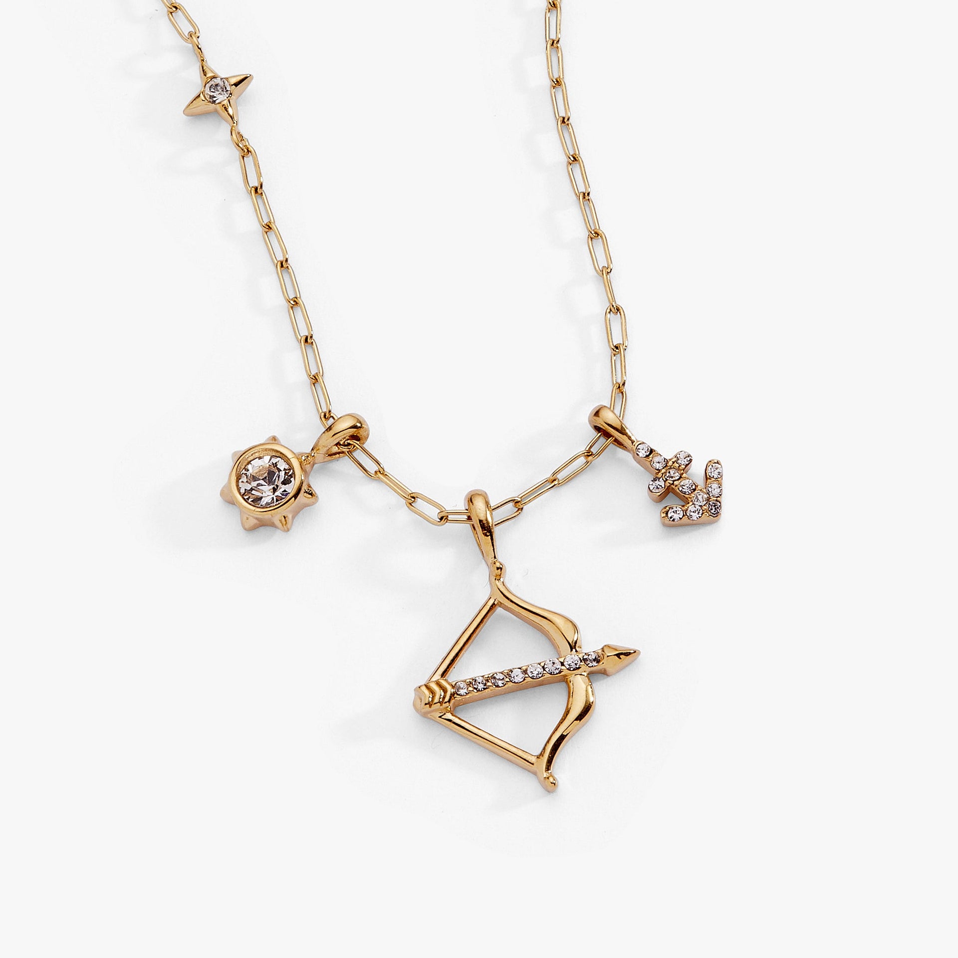 Sagittarius Zodiac Charm Cluster Necklace in Gold