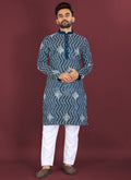 Royal Blue Soft Silk Kurta with Cross Pattern & Silver Sequins