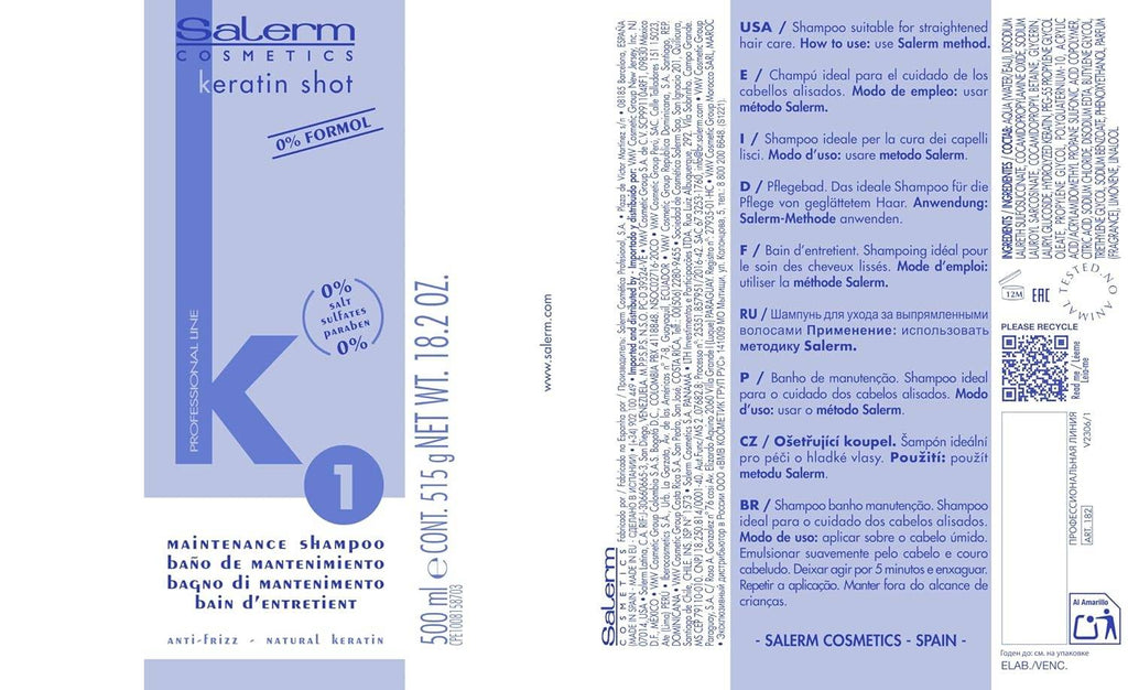 Keratin Shot Sulfate-Free Maintenance Shampoo 18 oz