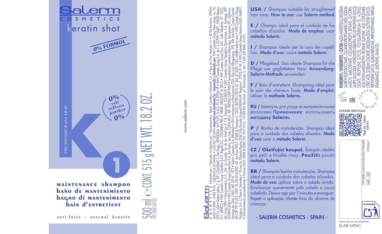 Keratin Shot Sulfate-Free Maintenance Shampoo 18 oz