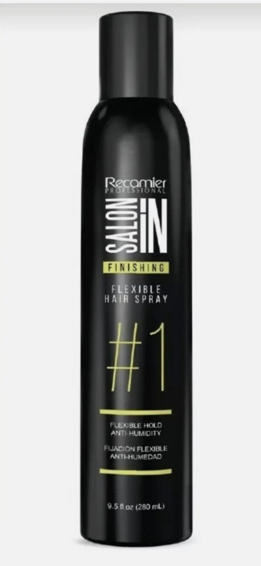 Recamier Salon In Flexible Hold Hair Spray bottle, 9.5 fl oz styling product for natural hold