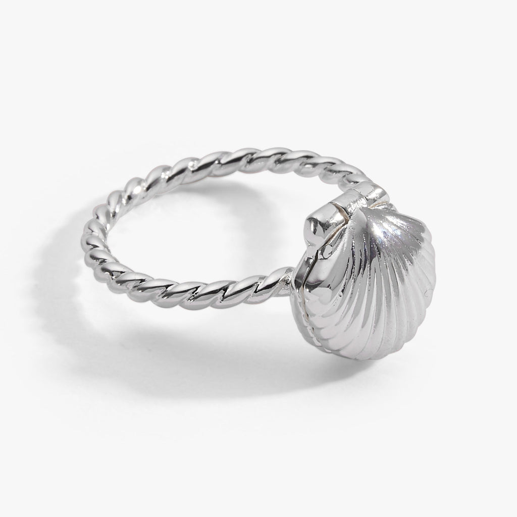 Seashell Locket Ring with Secret Message and Pearl Accent