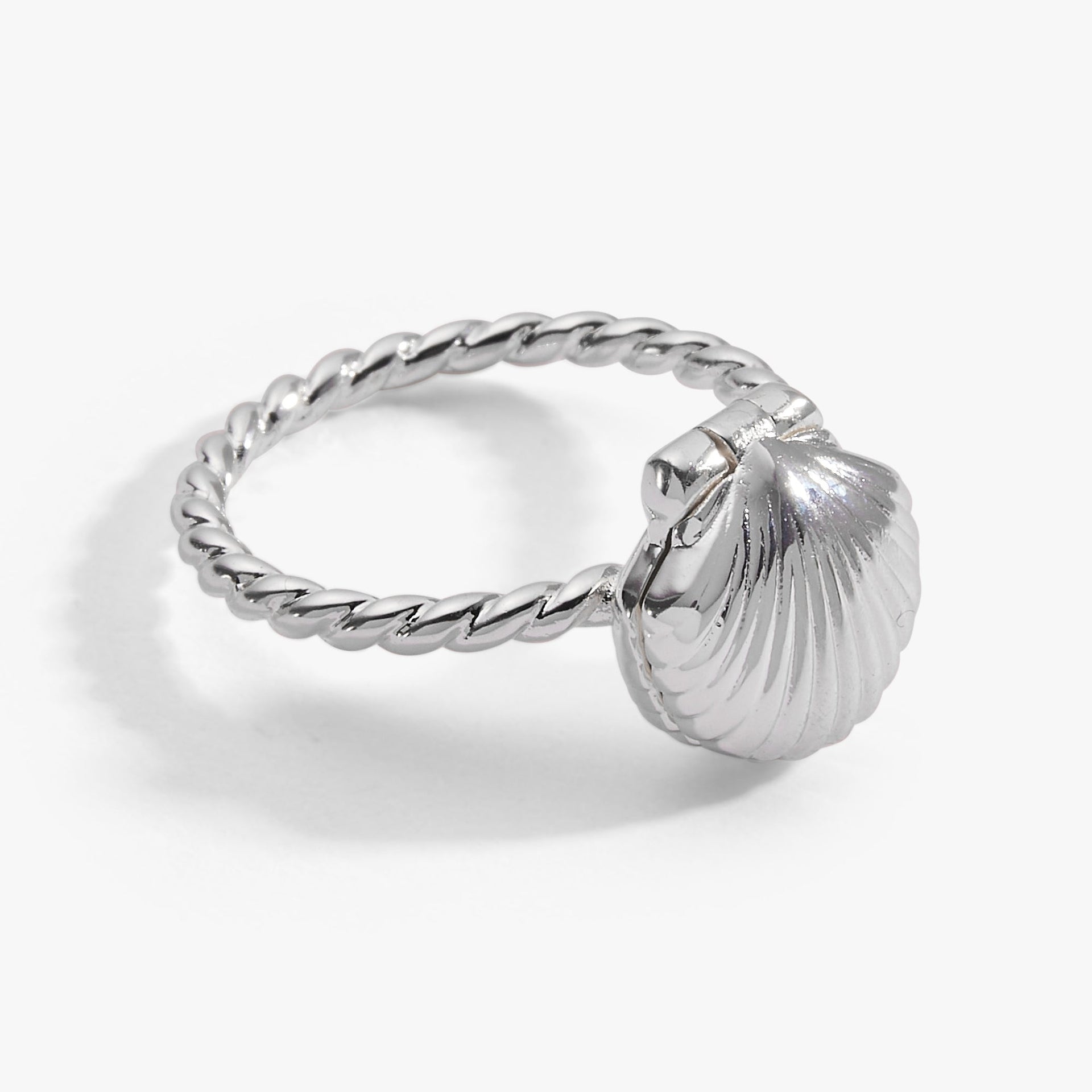 Seashell Locket Ring with Secret Message and Pearl Accent
