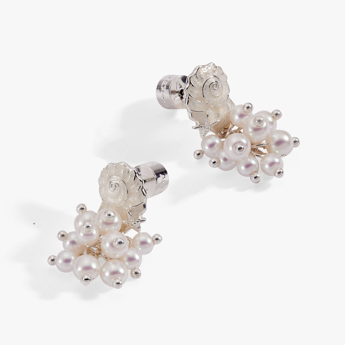 Salt + Sea Pearl Statement Earrings in Silver and White