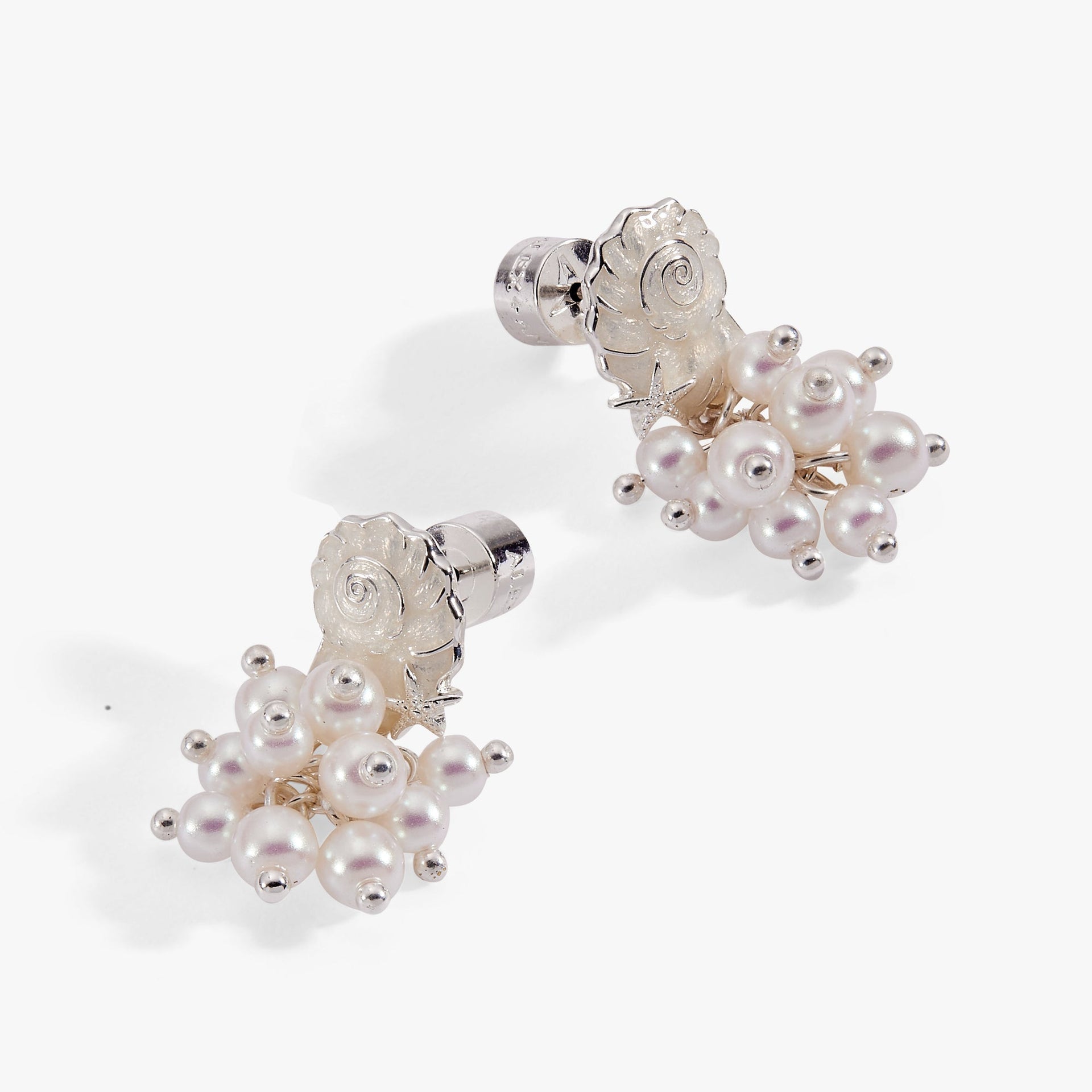 Salt + Sea Pearl Statement Earrings in Silver and White