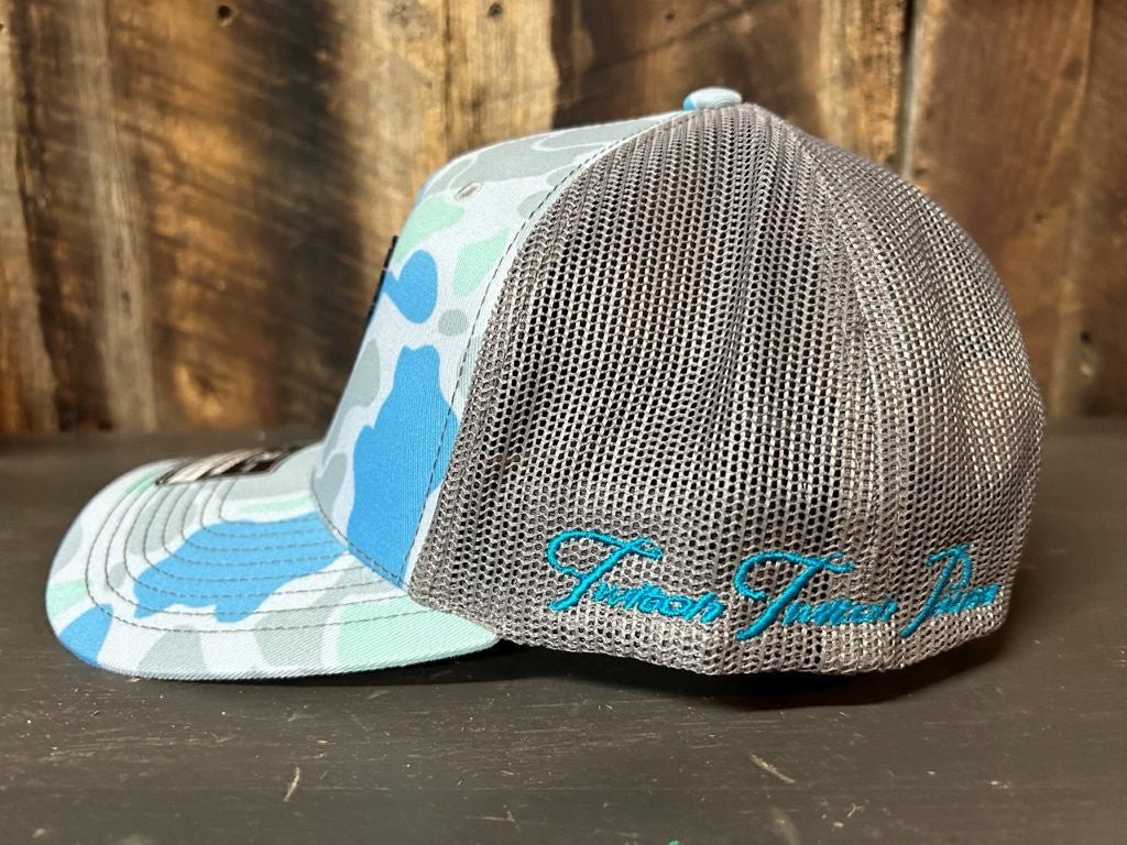 Salt Duck Camo Trucker Hat with Leather Logo
