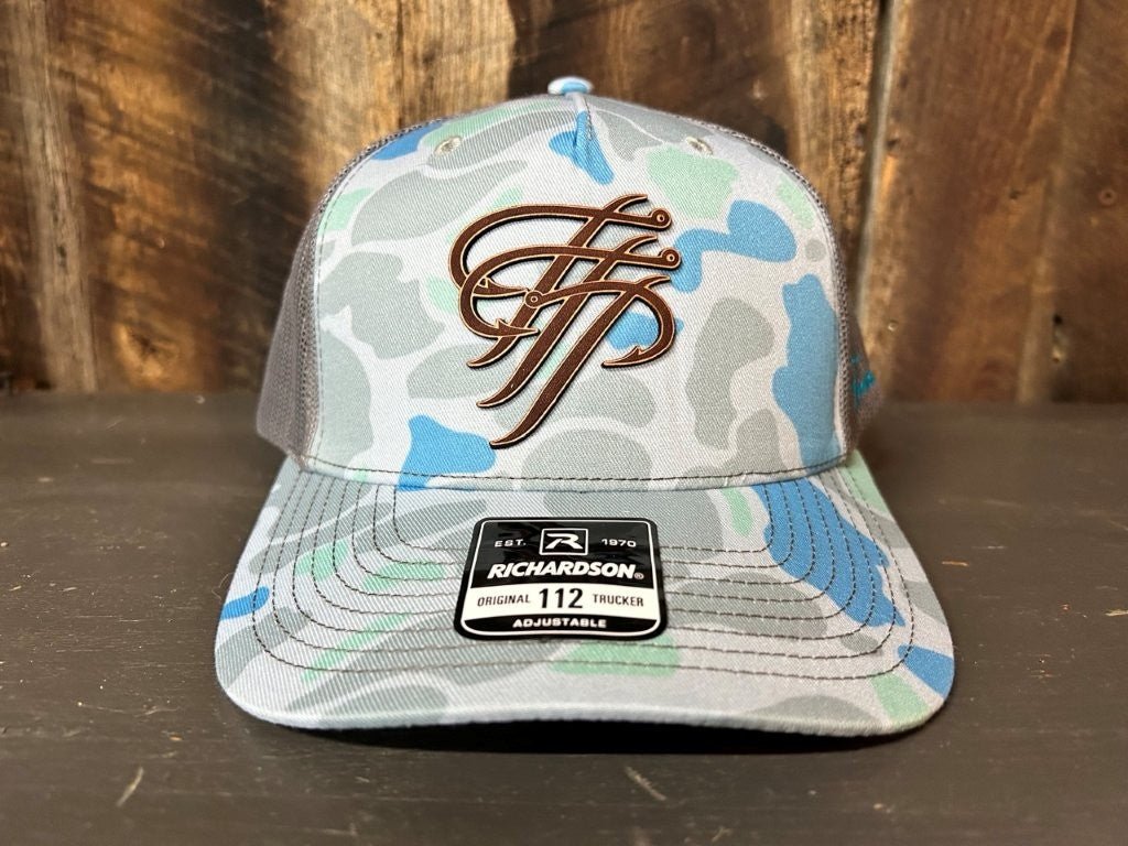 Salt Duck Camo Trucker Hat with Leather Logo