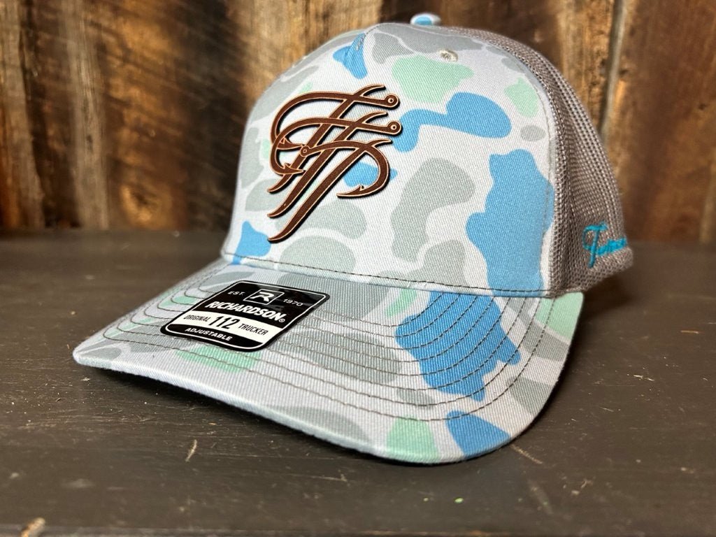 Salt Duck Camo Trucker Hat with Leather Logo