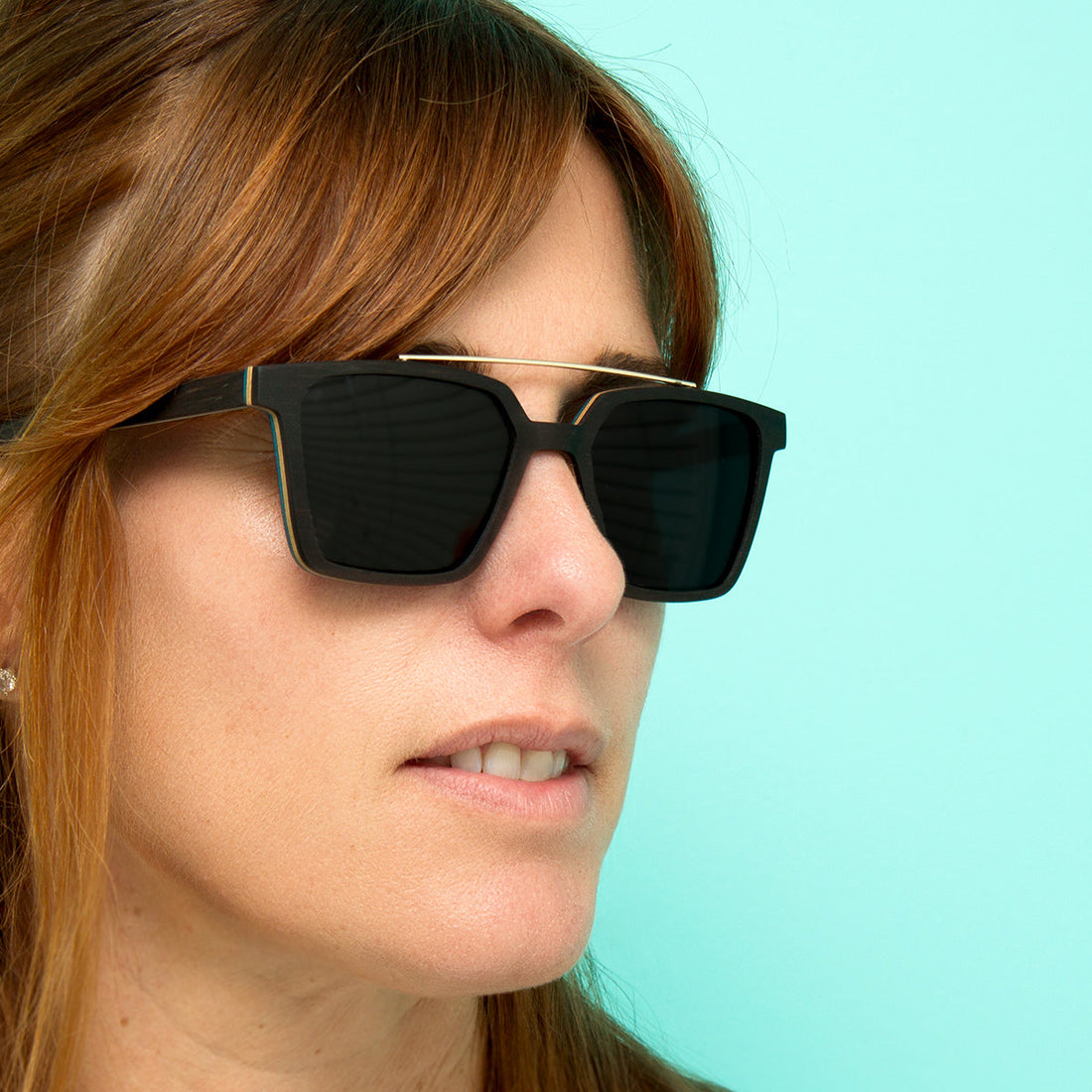 Carrabelle Modern Metal and Wood Sunglasses with Brow Bar