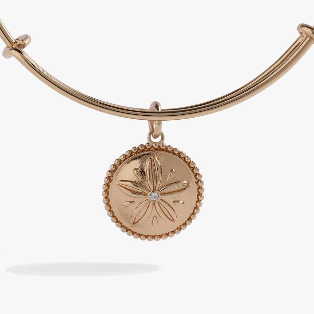 Sand Dollar Charm Bangle in Gold and Silver Coastal Jewelry