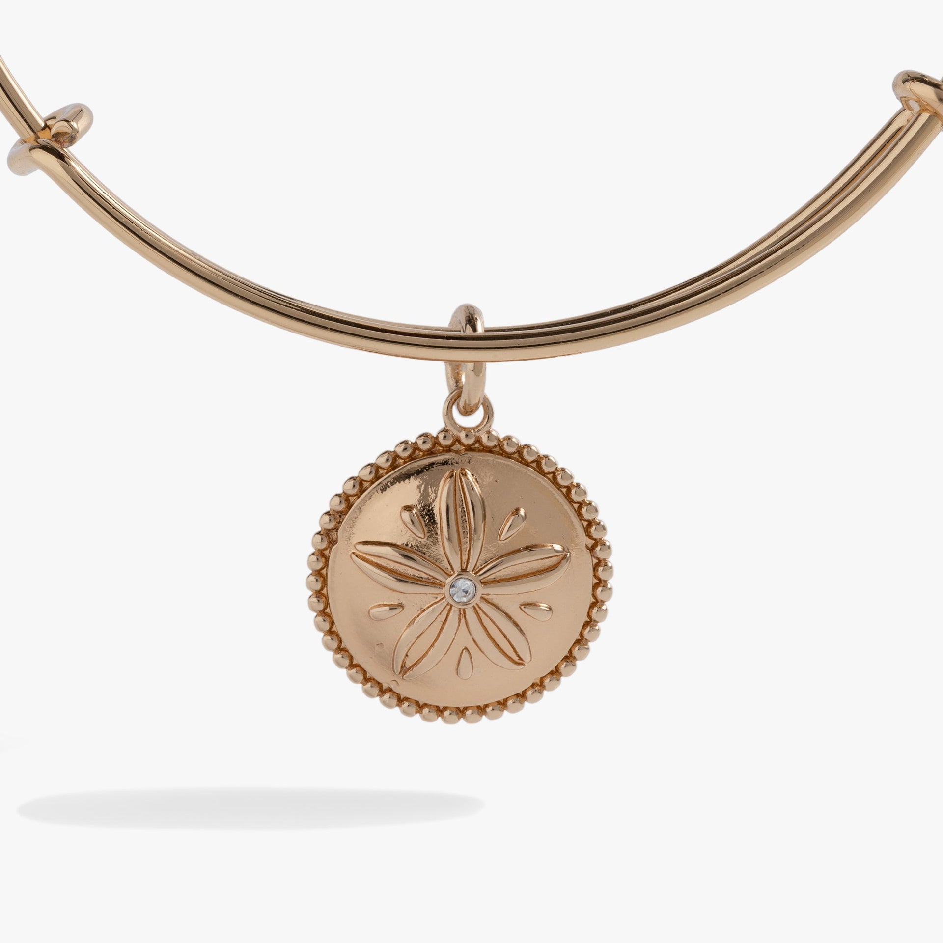 Sand Dollar Charm Bangle in Gold and Silver Coastal Jewelry