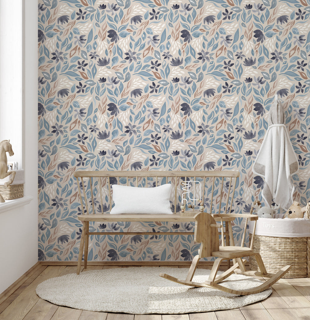 Daley Floral Removable Wallpaper in Sage Green and Terracotta