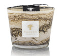 Baobab Collection Sand Siloli Max 10 hand-blown glass candle with beige and brown horizontal lines.