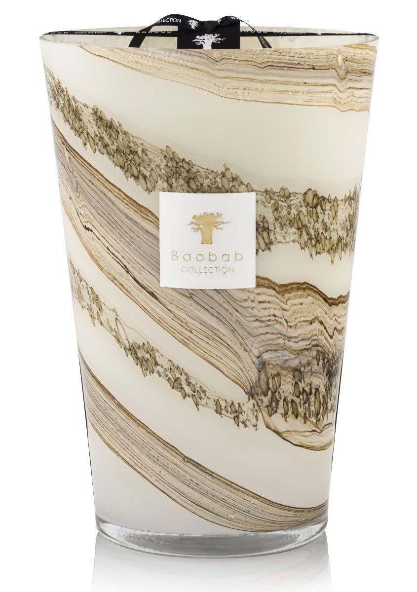 Baobab Collection Sand Siloli Max 35 large hand-blown glass candle with brown and beige pattern