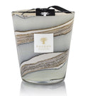 Baobab Collection Sand Sonora Max 16 hand-blown glass candle with green and gray desert-inspired lines.