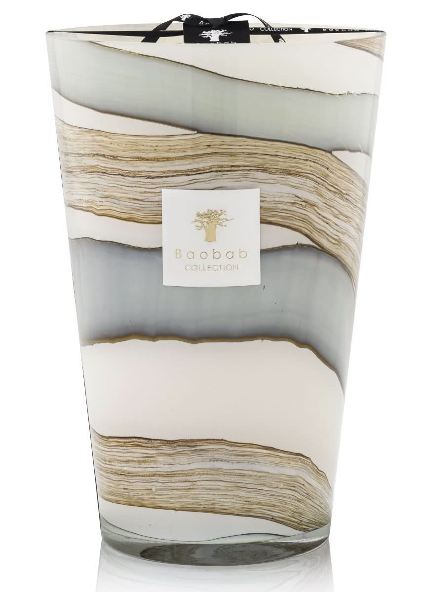 Baobab Sand Sonora Max 35 candle with celadon green and blue-gray hand-blown glass