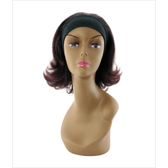 Sandra synthetic wig in classic black and dark brown with a smooth, minimalist texture