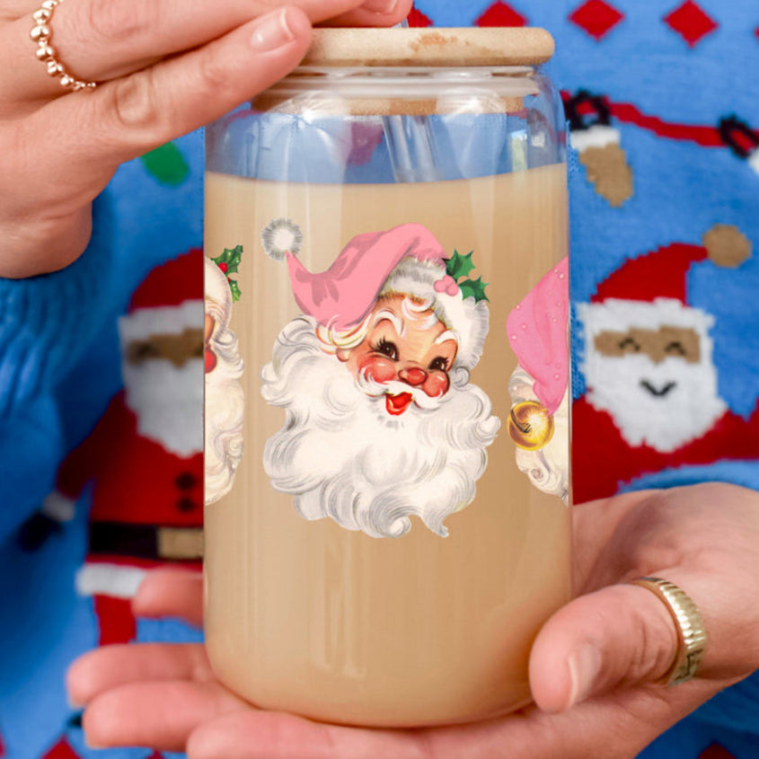 Vintage Pink Santa 17oz