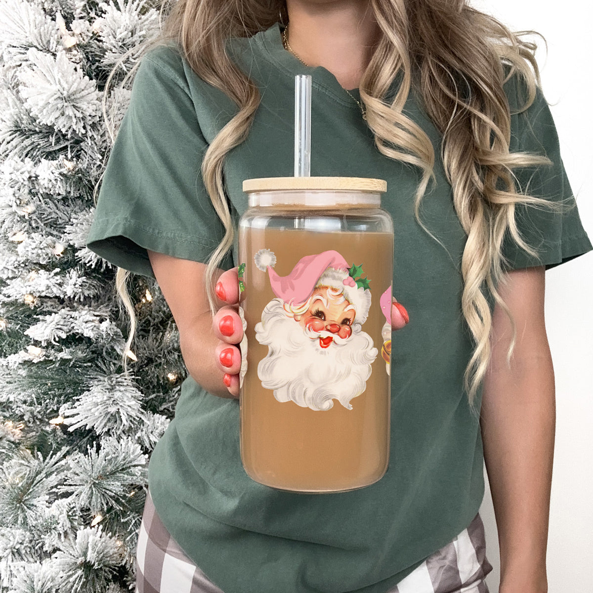 Vintage Pink Santa 17oz