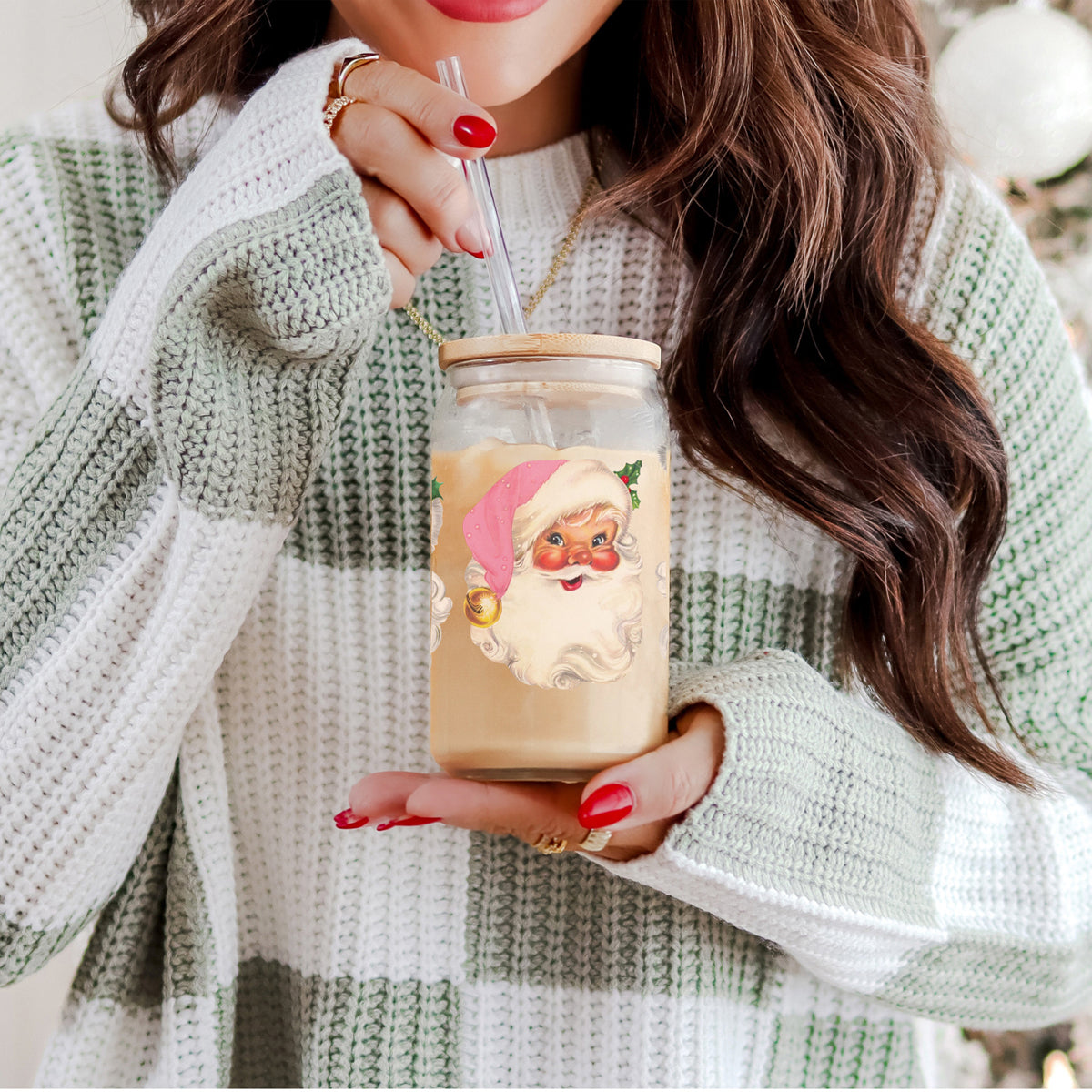 Vintage Pink Santa 17oz