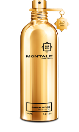 Montale Santal Wood Eau de Parfum 3.4 oz bottle in metallic gold