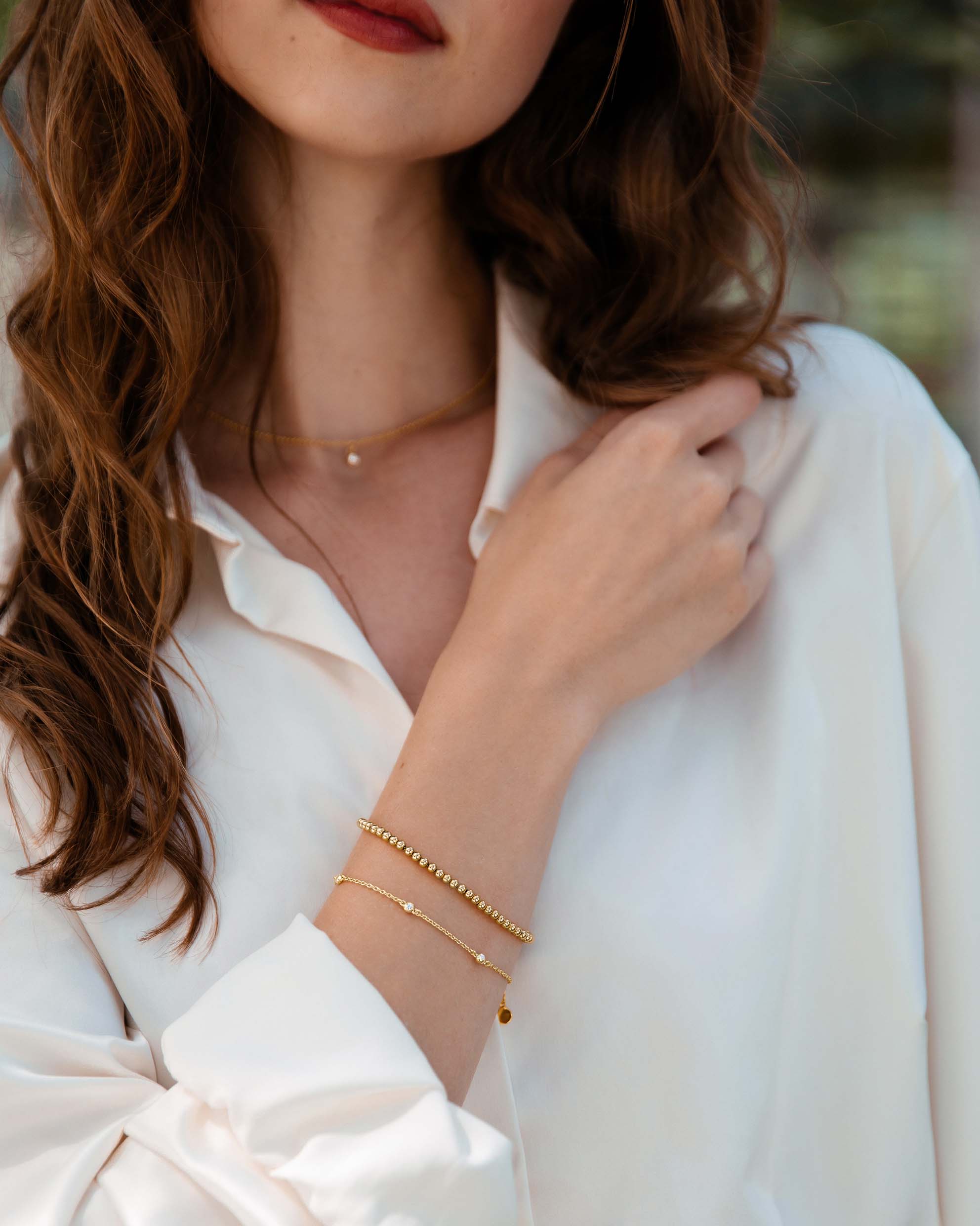 The Sapphire Trio Bracelet in Gold Rolo Chain