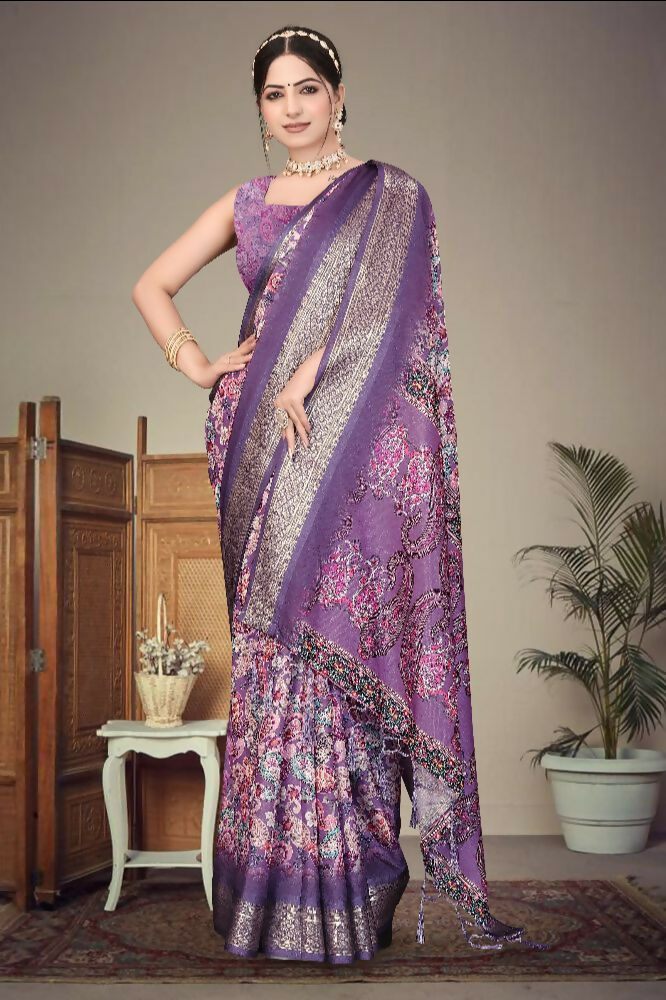 Heavy Rich Cotton Silk Digital Print and Jacquard Saree