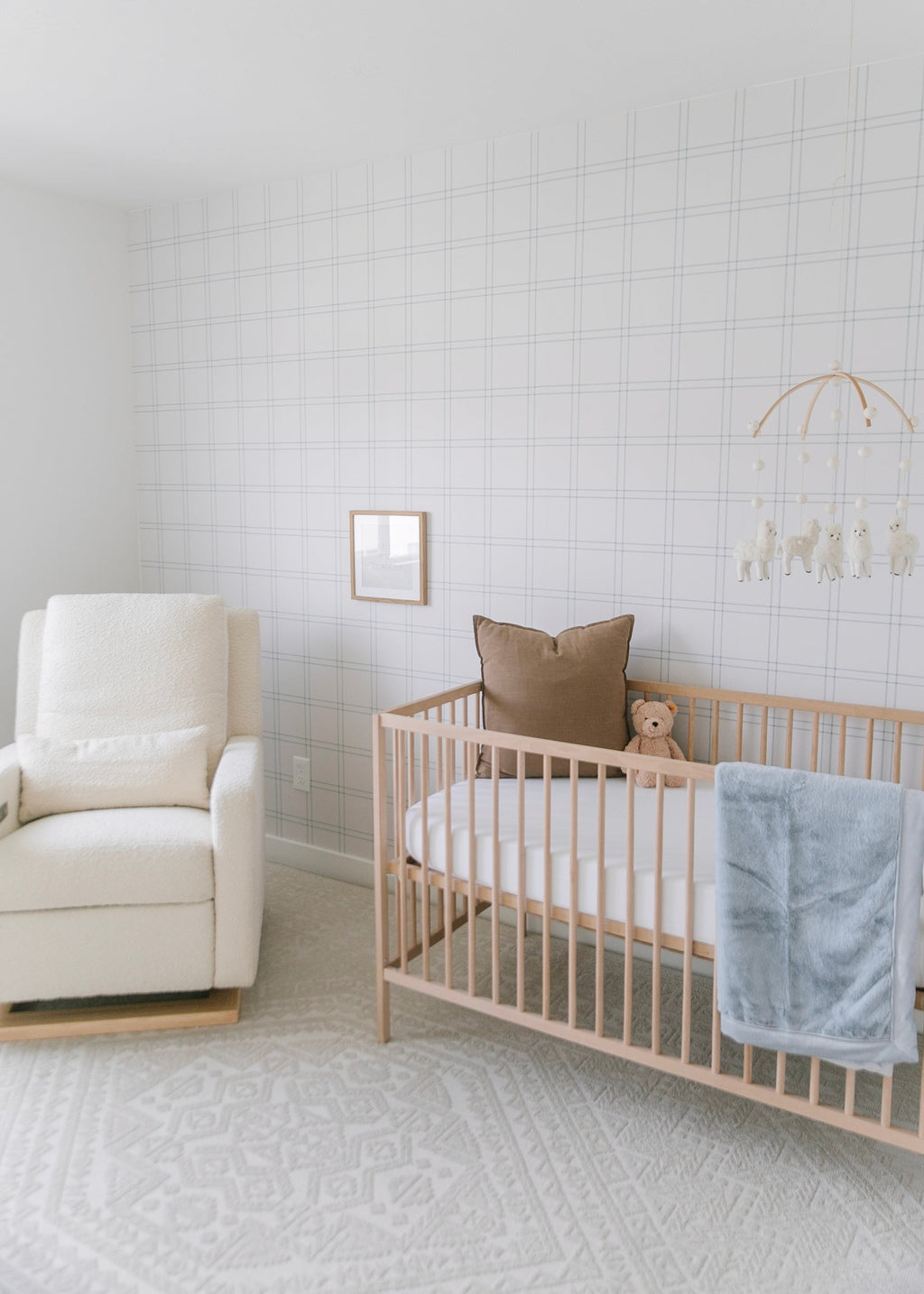 Lyle Plaid Removable Wallpaper - Minimalist Blue & White