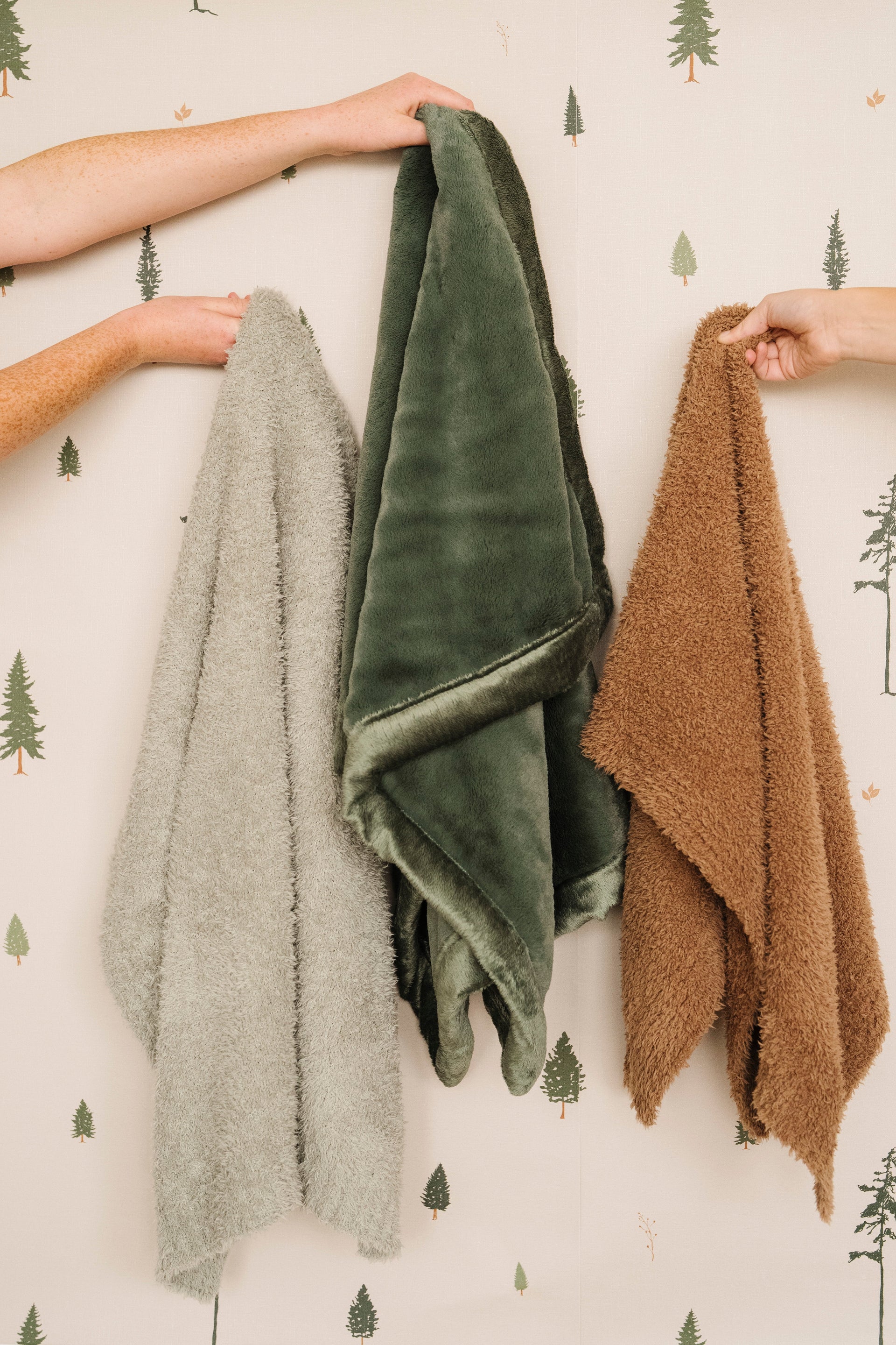 Pine Nature-Inspired Removable Wallpaper in Beige and Green
