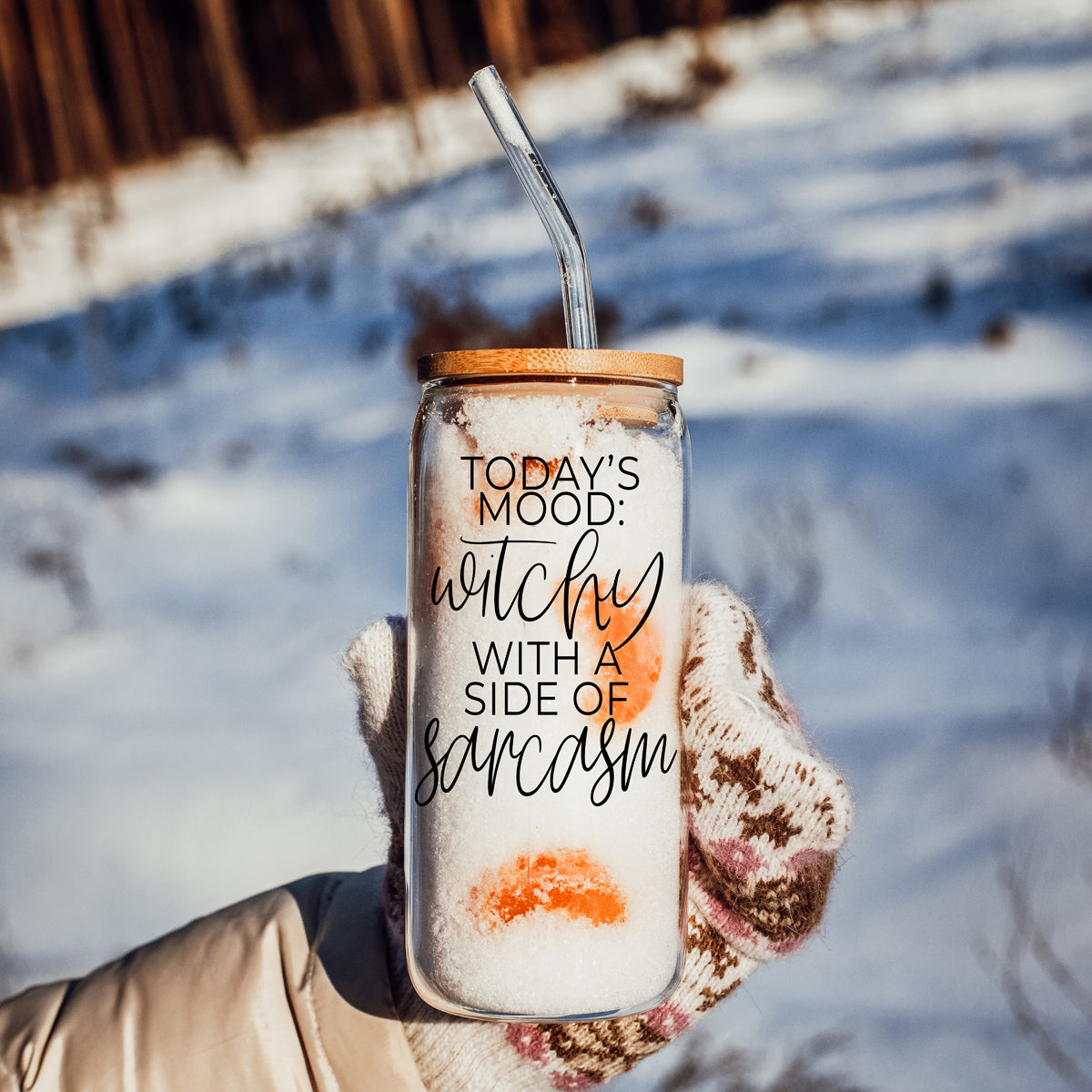 Witchy With a Side of Sarcasm 20oz Glass Tumbler with Lid - Image 25