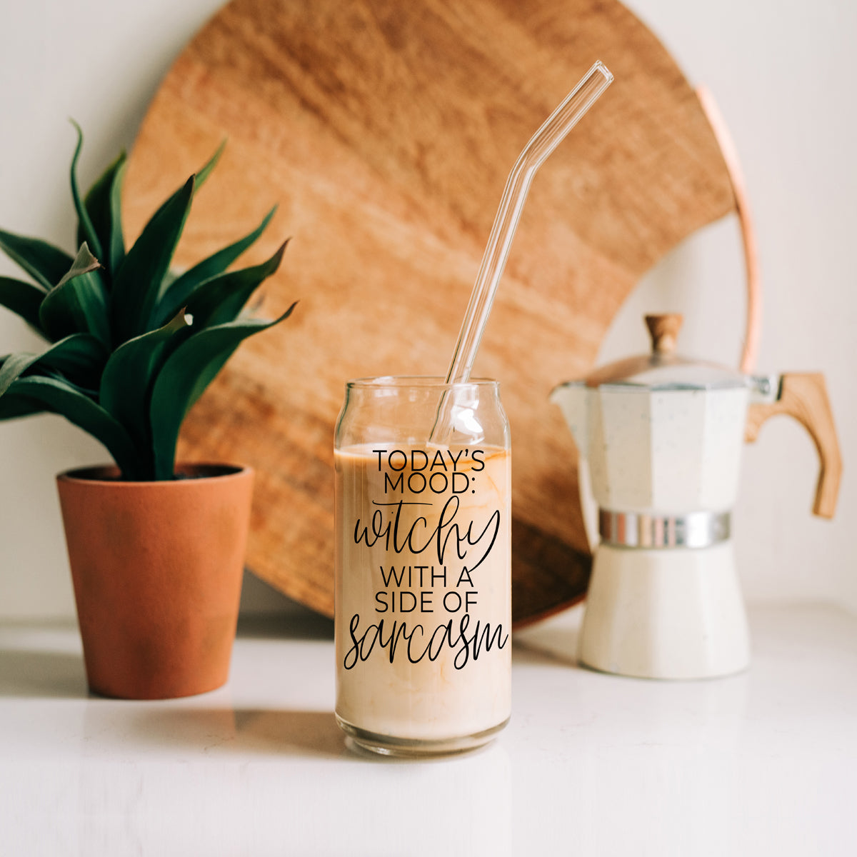 Witchy With a Side of Sarcasm 20oz Glass Tumbler with Lid - Image 12