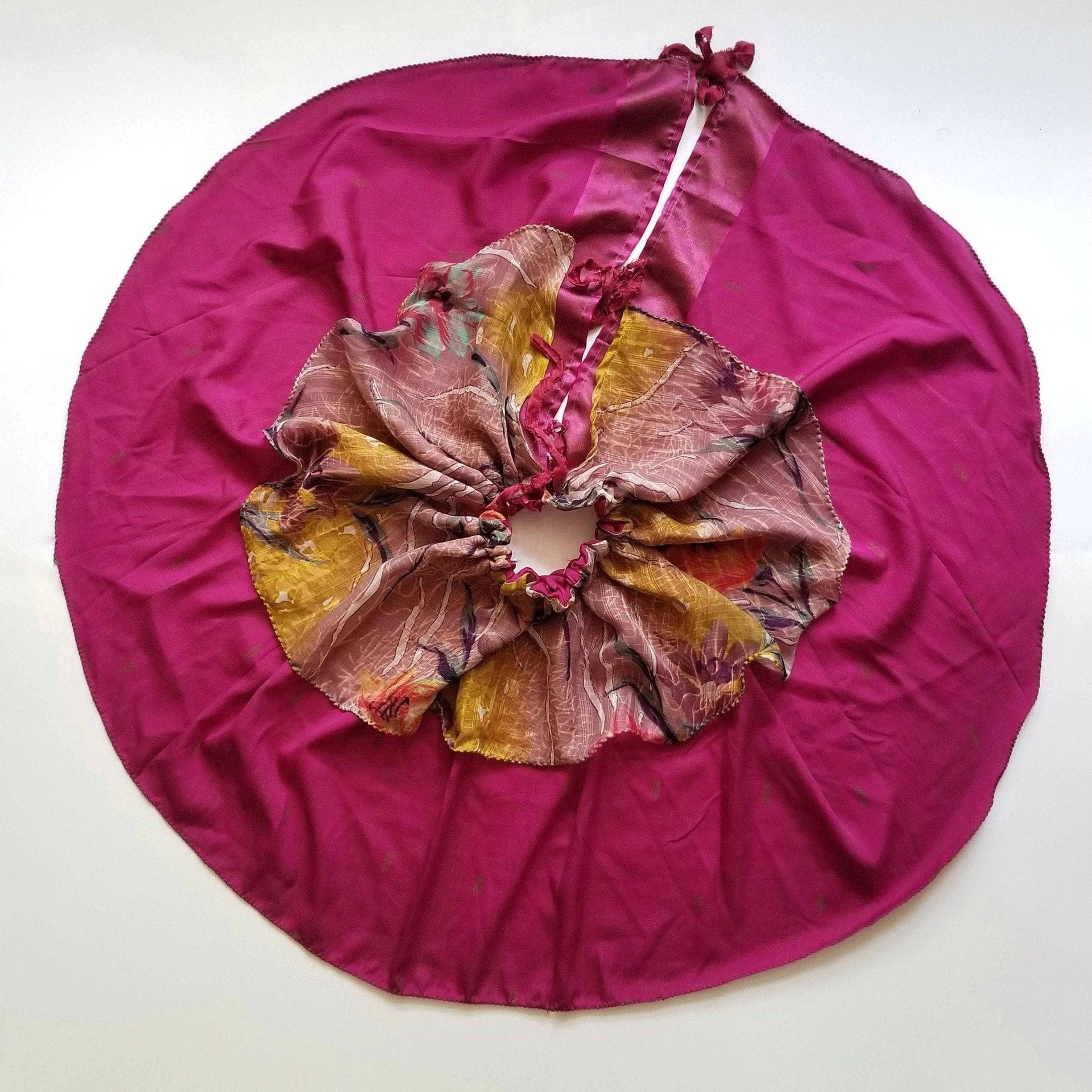 Bohemian Sari Christmas Tree Skirt Sewing Pattern Floral Gold