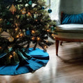 Beautifully handcrafted floral sari Christmas tree skirt with gold and magenta accents