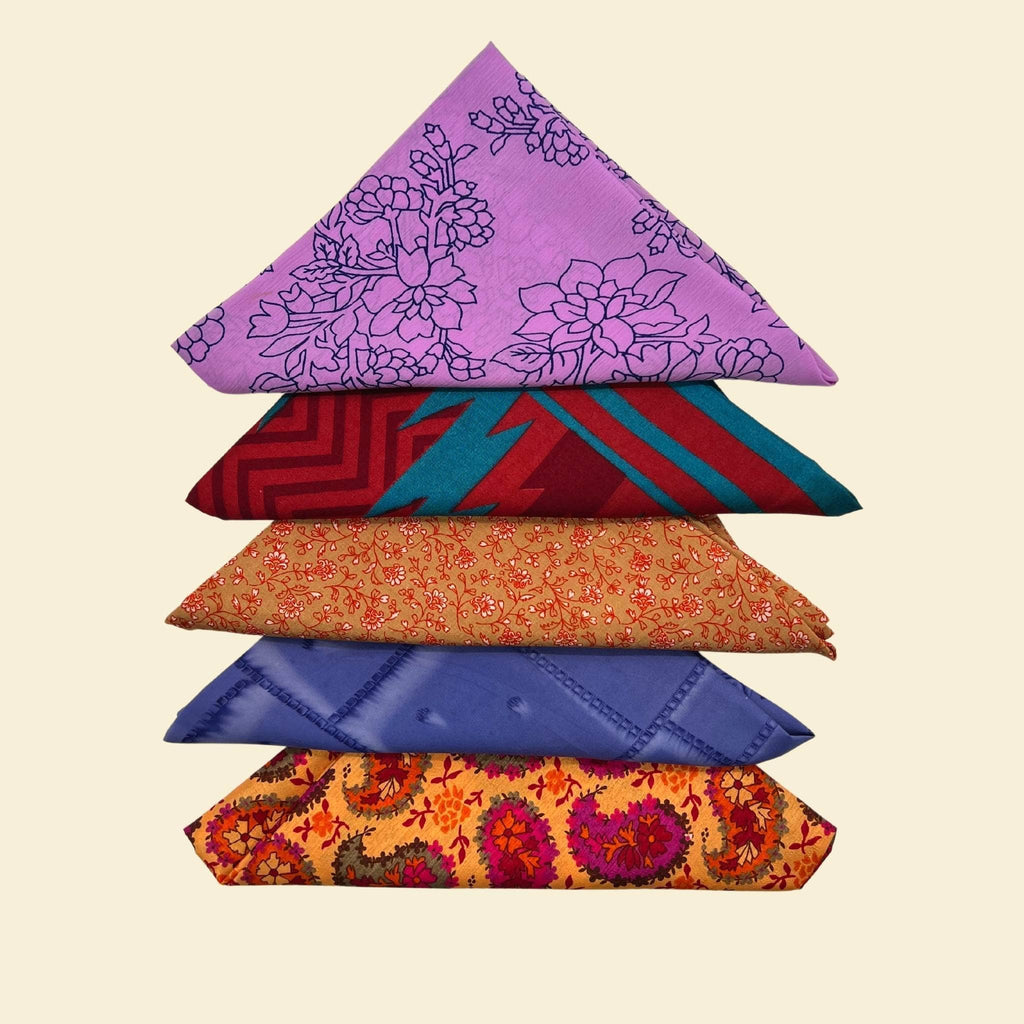 Reusable Sari Silk Furoshiki Gift Wrap and Head Scarf