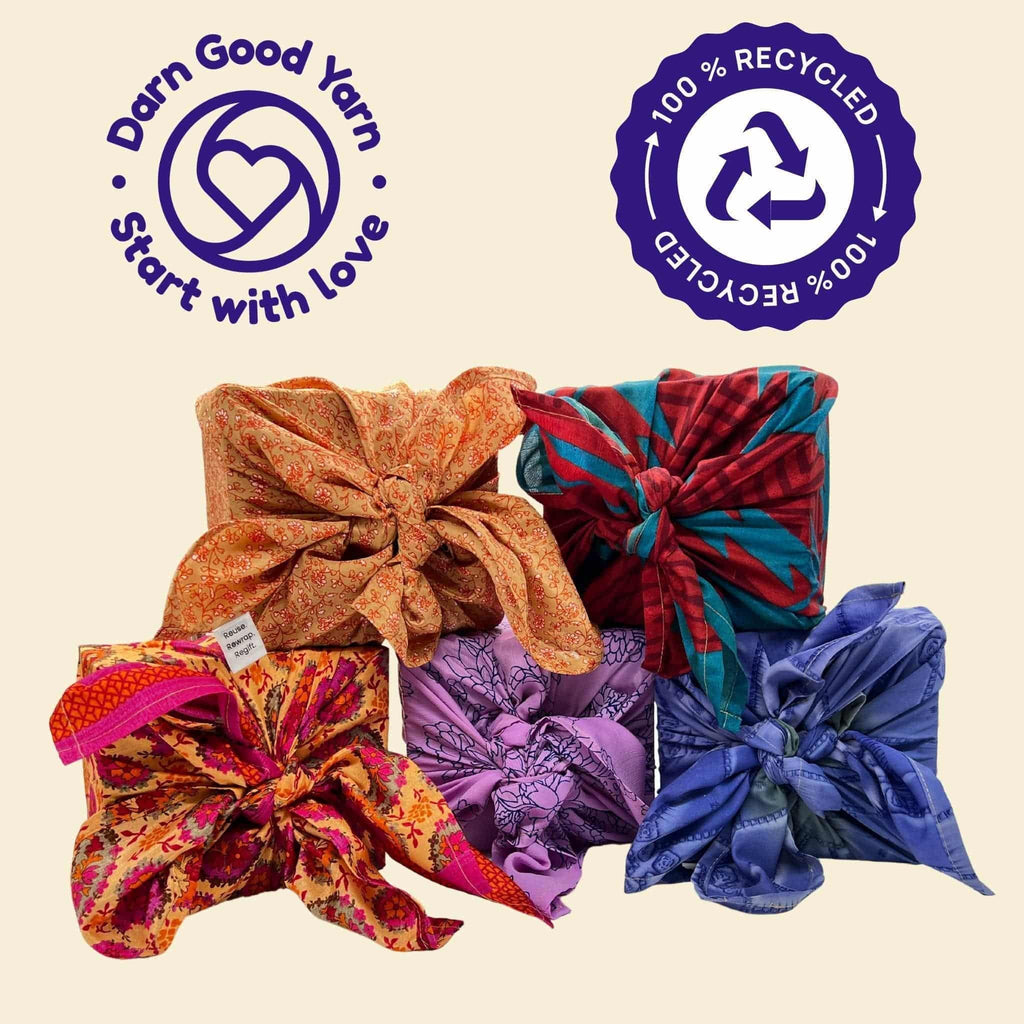 Reusable Sari Silk Furoshiki Gift Wrap and Head Scarf