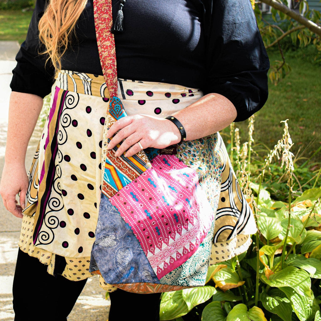 Handcrafted Sari Silk Purse - Multicolor Bohemian Ethical Clutch